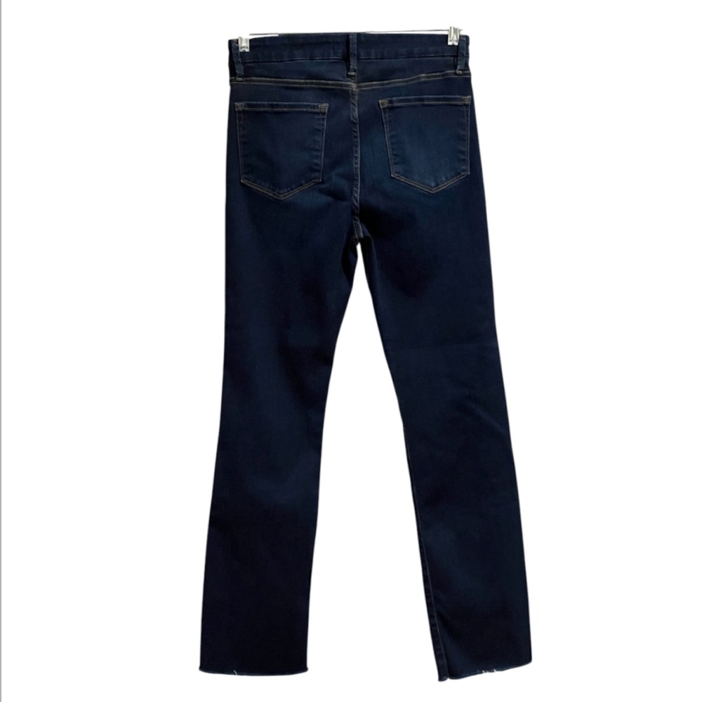 Frame Le Mini Boot Dark Wash High Rise Stretch Raw Hem Jeans Size 30 - Picture 2 of 10